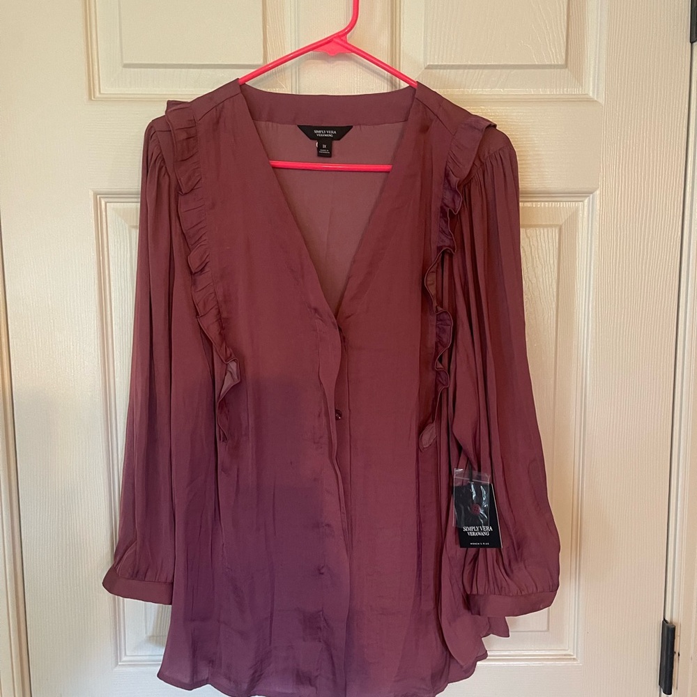 Simply Vera Wang Silk Blouse 1X NWT